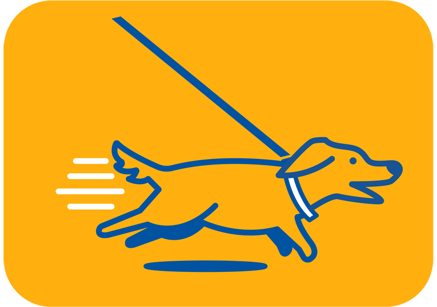 illustration of dog running on leash