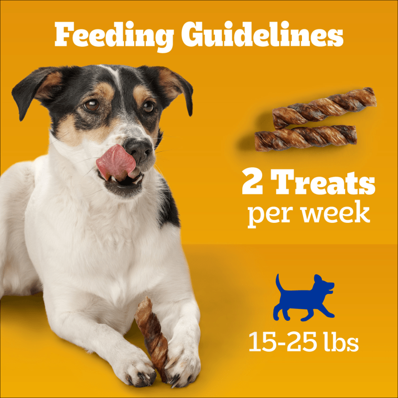 Pedigree Twisty Chews Small Long-Lasting Dog Treats Chicken & Beef Flavor, 9.17 oz. Pouch feeding guidelines image