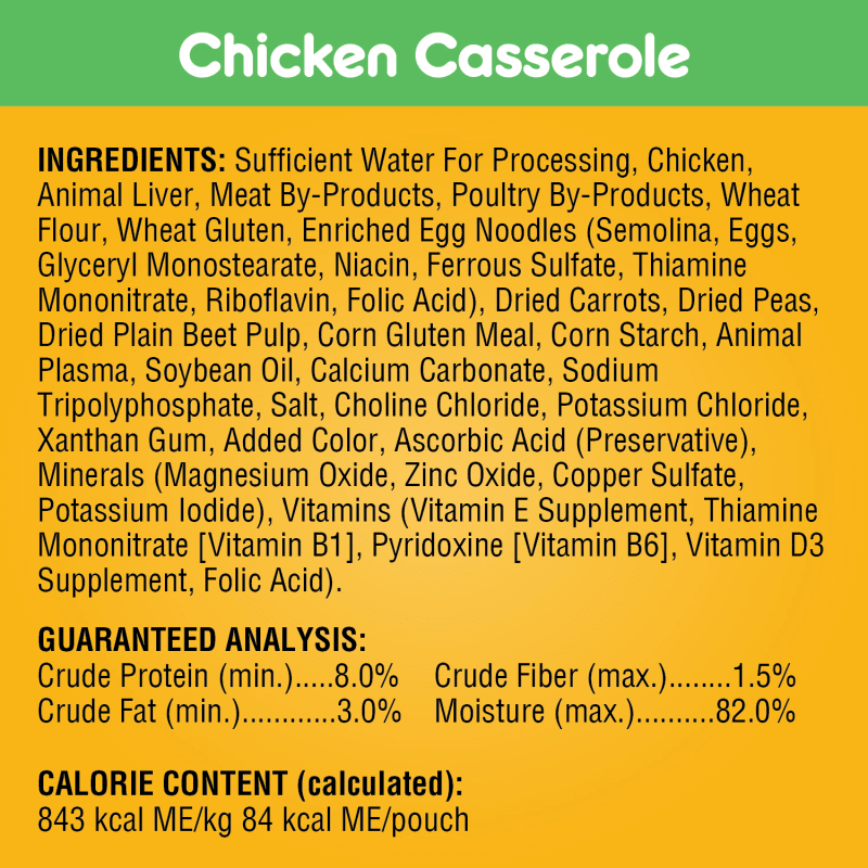 PEDIGREE® CHOICE CUTS™ 18ct Chicken Casserole in Gravy, Grilled Chicken Flavor in Sauce and Beef, Noodles and Vegetables Flavor in Sauce ingredients image 1