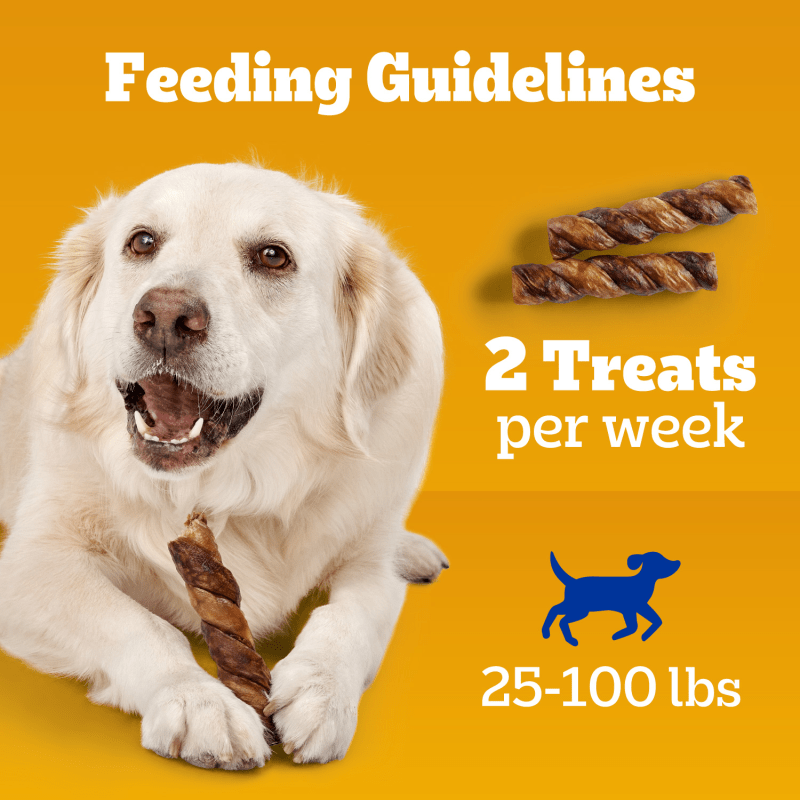 Pedigree Twisty Chews Medium/Large Long-Lasting Dog Treats Chicken & Beef Flavor, 9.17 oz. Pouch feeding guidelines image