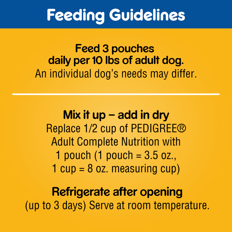 PEDIGREE® Pouch CHOICE CUTS™ 18ct Variety Pack feeding guidelines image 1