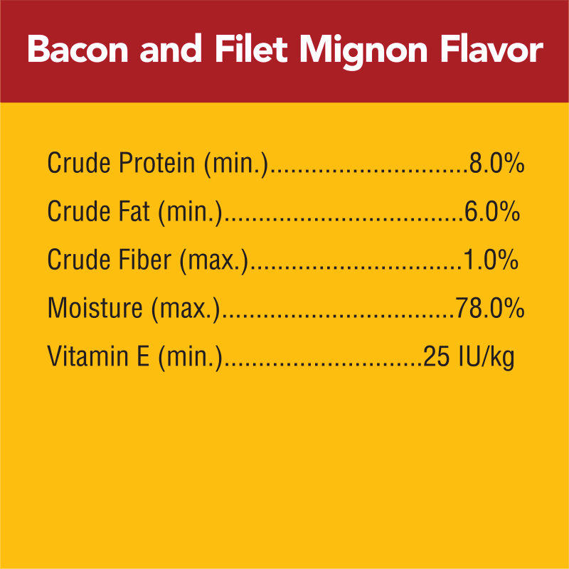 PEDIGREE® Chopped Ground Dinner Bacon & Filet Mignon Flavor Wet Dog Food guaranteed analysis image
