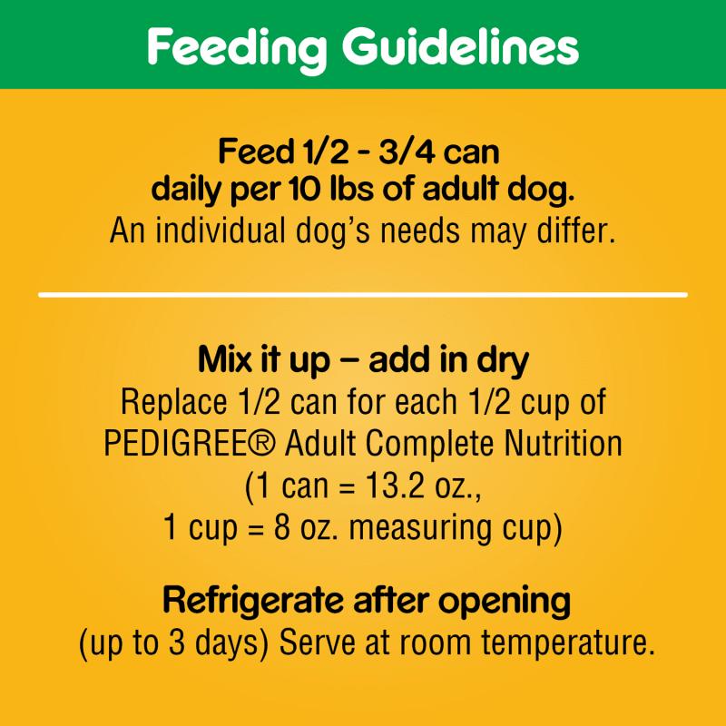 PEDIGREE® Wet Dog Food CHOICE CUTS® in Gravy Country Stew feeding guidelines image