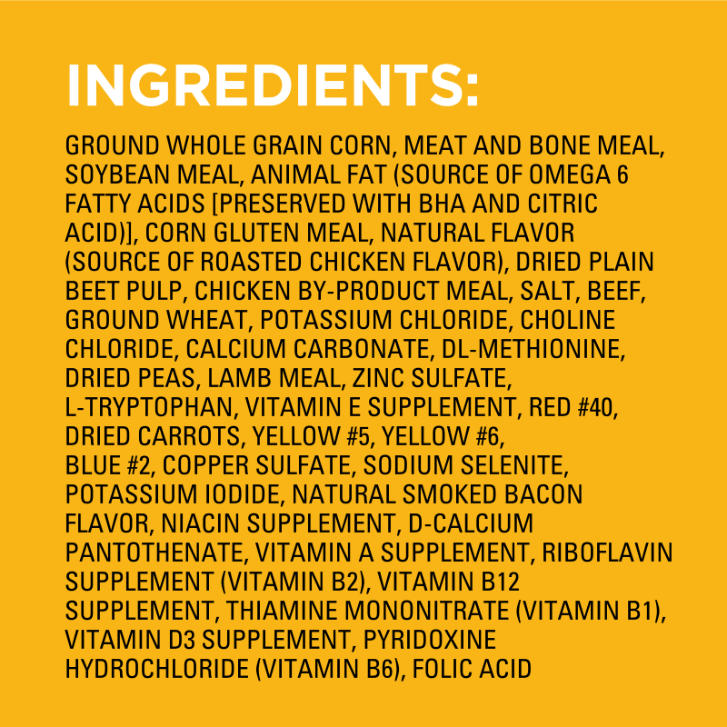 PEDIGREE® Adult Dry Dog Food, Roasted Chicken and Vegetable Flavor with Bacon Flavored Bites ingredients image