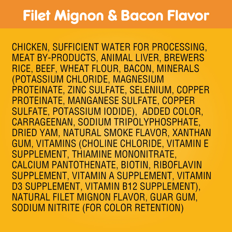 PEDIGREE® Wet Dog Food Chopped Ground Dinner Filet Mignon & Bacon Flavor ingredients image