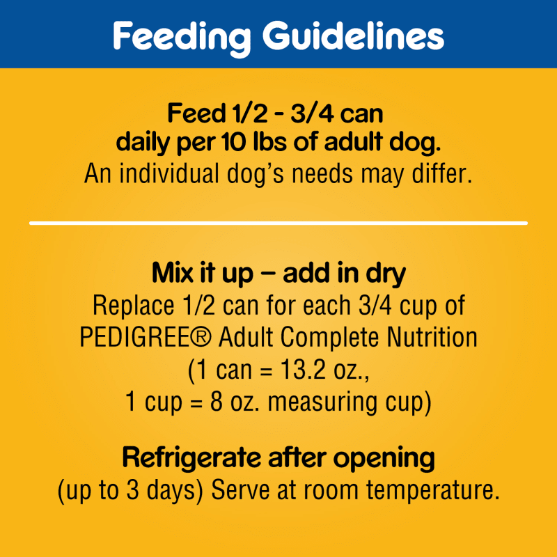 PEDIGREE® CHOICE CUTS™ in Gravy 12ct Prime Rib and Roasted Chicken Flavor feeding guidelines image 1
