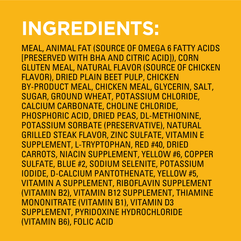 PEDIGREE® With TENDER BITES™ Complete Nutrition Adult Dry Dog Food Chicken & Steak Flavor Dog Kibble ingredients image