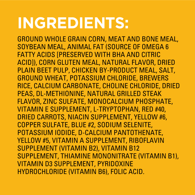 PEDIGREE® Dry Dog Food Adult Grilled Steak & Vegetable Flavor ingredients image