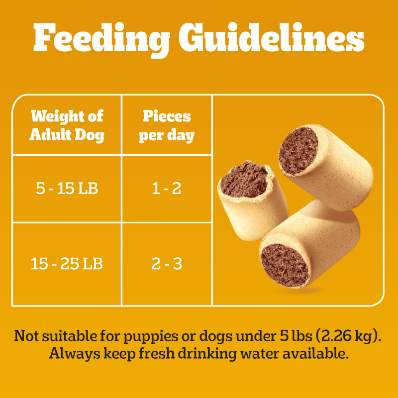 PEDIGREE® MARROBONE™ Real Beef Flavor Toy/Small Snacks for Dogs feeding guidelines image