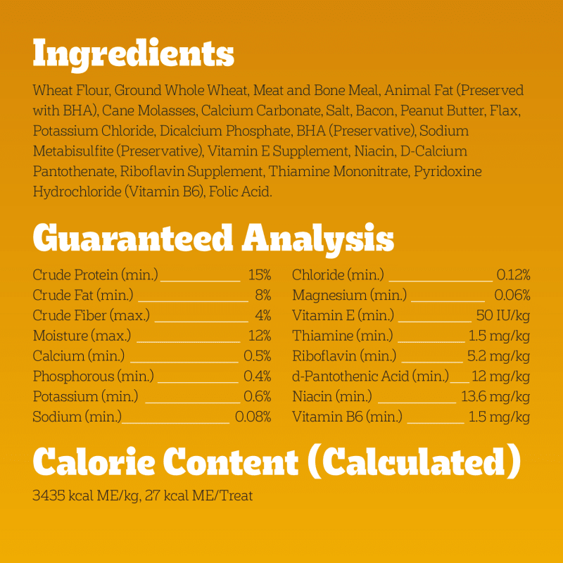 PEDIGREE® Small Tasty Biscuits Dog Treats, Peanut Butter & Bacon Flavor ingredients image
