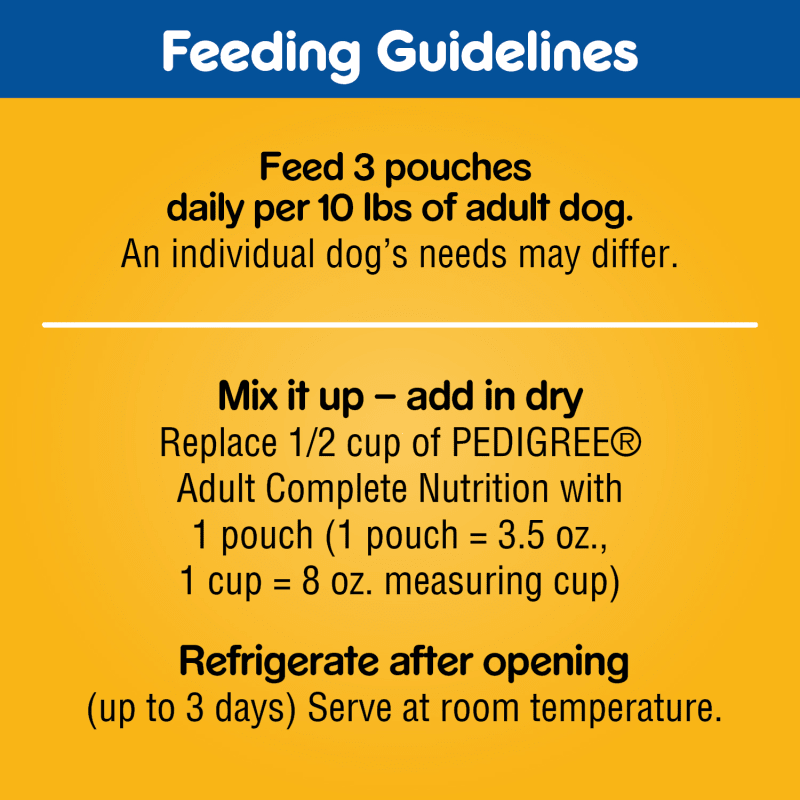 PEDIGREE® CHOICE CUTS IN GRAVY Adult Soft Wet Meaty Dog Food Variety Pack feeding guidelines image 1