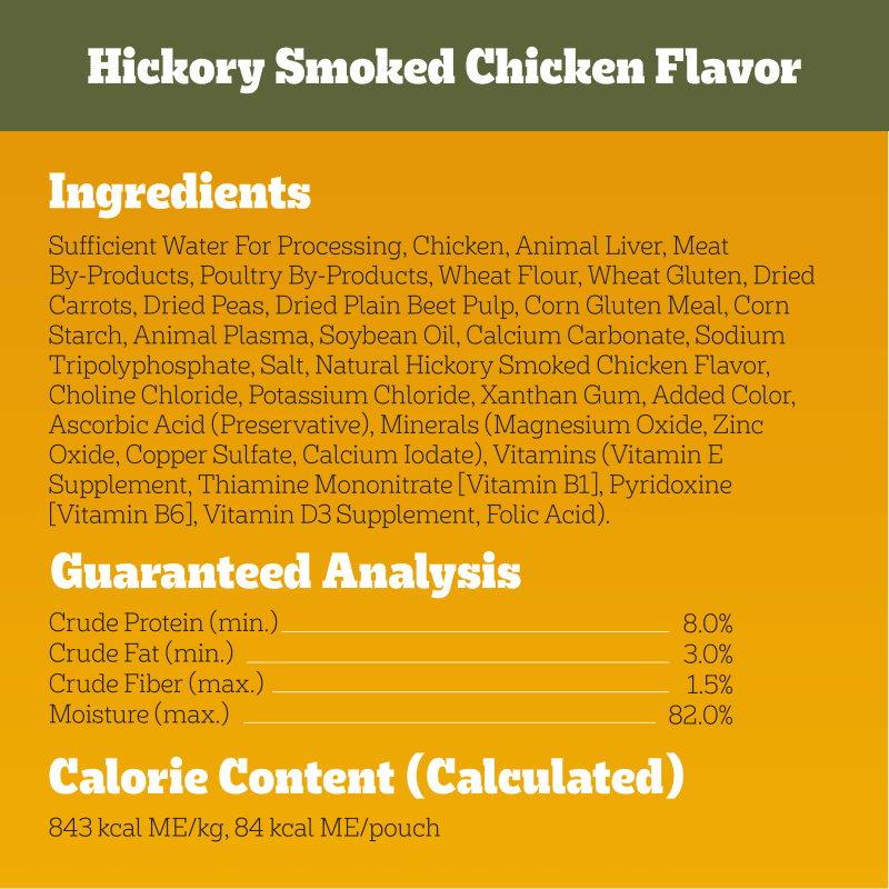 PEDIGREE® CHOICE CUTS™ 18ct Grill-Inspired Classics Hickory Smoked Chicken, Grilled Chicken in Sauce, and Filet Mignon Flavor in Gravy Wet Dog Food ingredients image