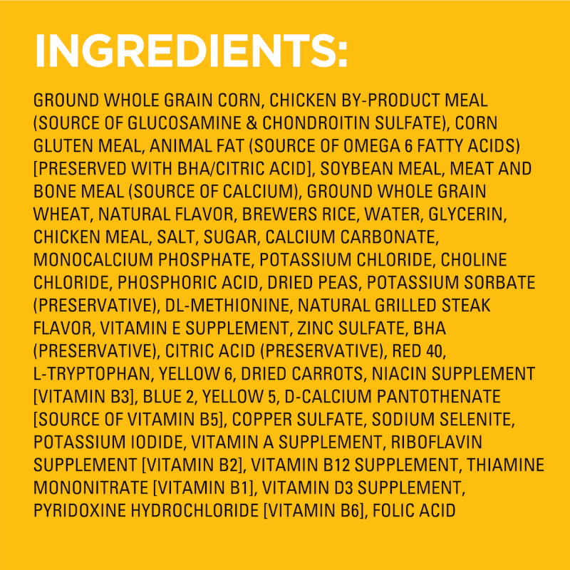 PEDIGREE® With Tender Bites for Small Dogs Complete Nutrition Adult Dry Dog Food Chicken & Steak Flavor Dog Kibble ingredients image