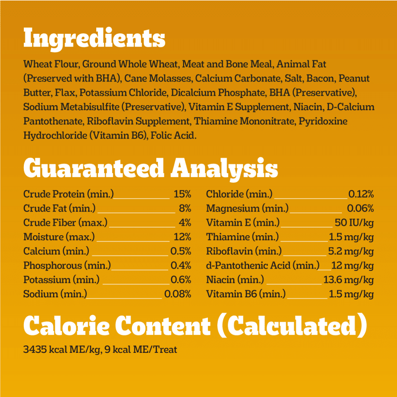 PEDIGREE® Mini Tasty Biscuits Dog Treats, Peanut Butter & Bacon Flavor ingredients image