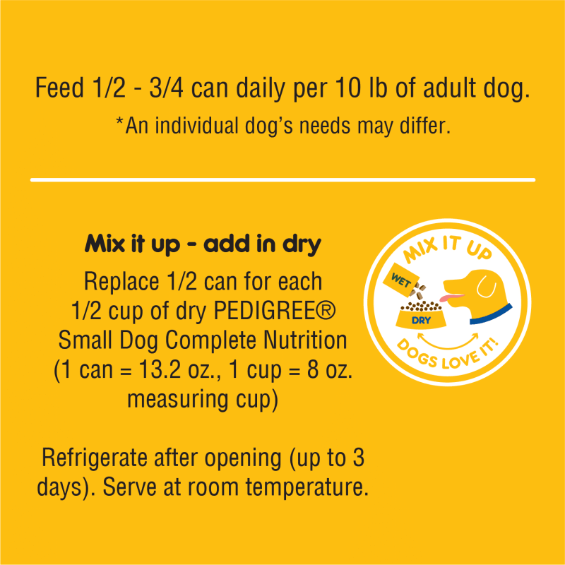 PEDIGREE® Small Dog Tender Bites Chicken & Vegetable feeding guidelines image