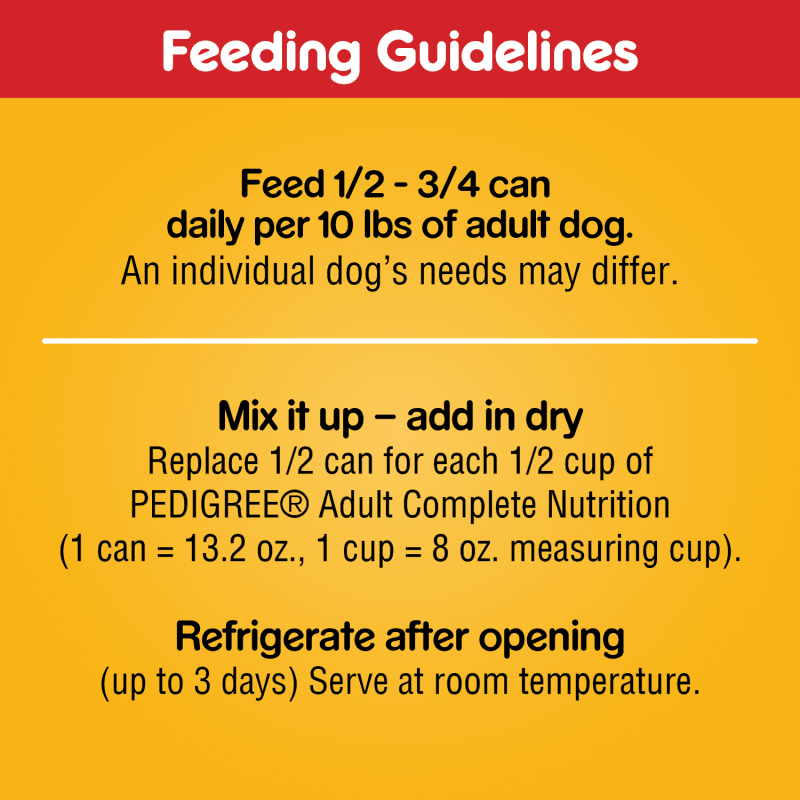 PEDIGREE® Wet Dog Food CHOICE CUTS® 12ct-Beef and Country Stew in Gravy feeding guidelines image 1