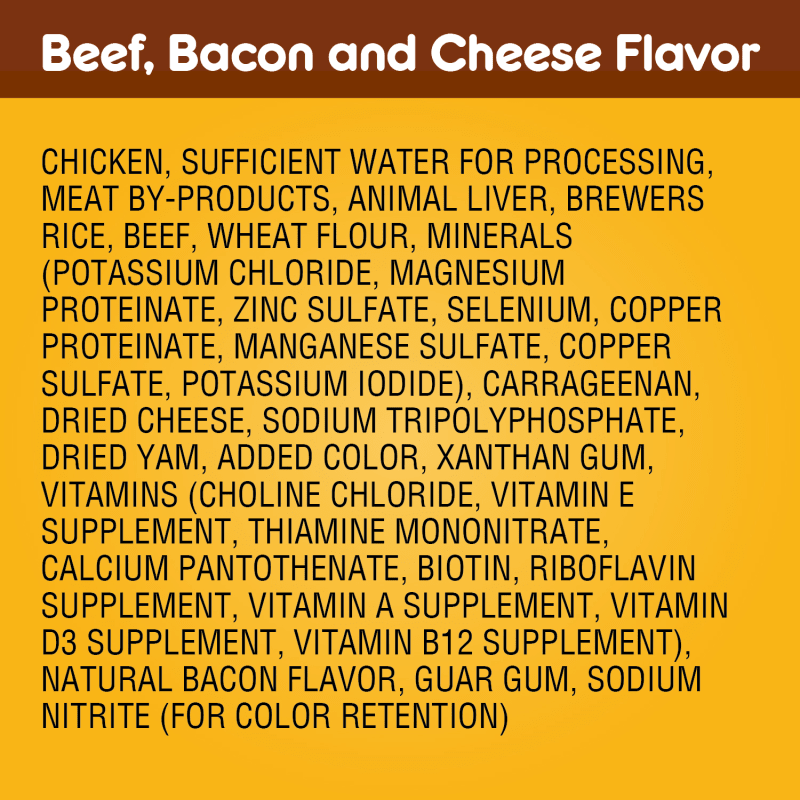 PEDIGREE® Wet Dog Food Chopped Ground Dinner with Beef, Bacon & Cheese Flavor ingredients image