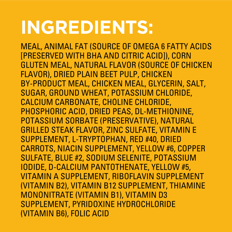 PEDIGREE® With Tender Bites Complete Nutrition Adult Dry Dog Food Chicken & Steak Flavor Dog Kibble ingredients image