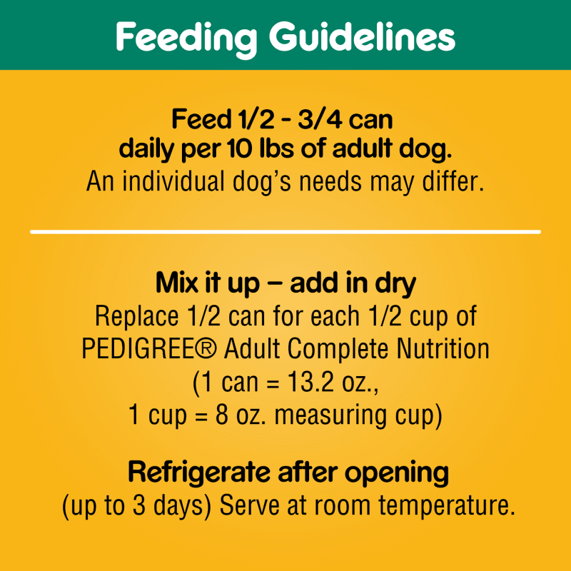 PEDIGREE® CHOICE CUTS™ in Gravy Steak & Vegetable Flavor Wet Dog Food feeding guidelines image