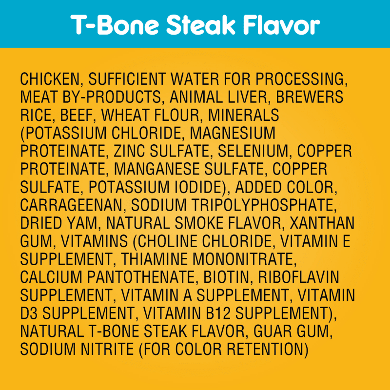 PEDIGREE® Wet Dog Food Chopped Ground Dinner T-bone Steak Flavor ingredients image