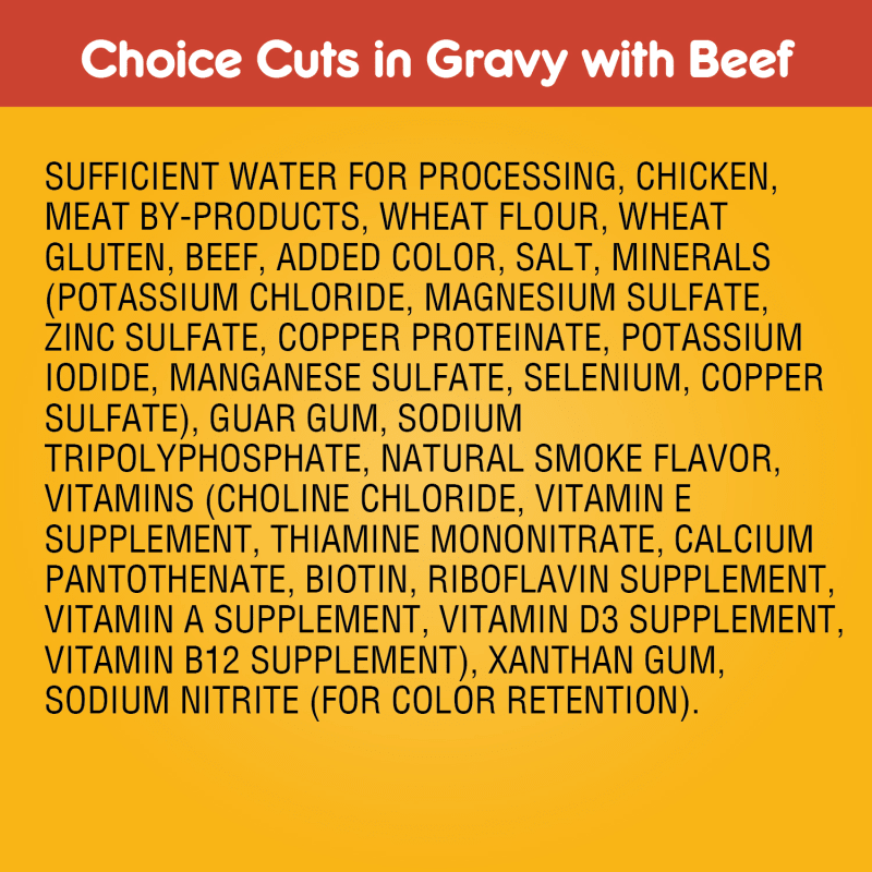 PEDIGREE® Wet Dog Food CHOICE CUTS® in Gravy with Beef ingredients image