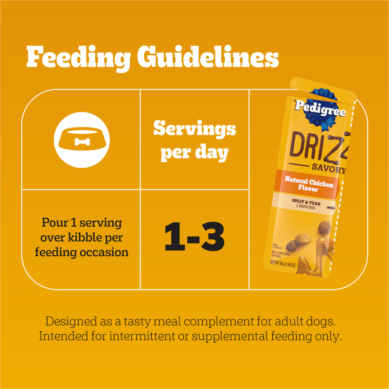 PEDIGREE® DRIZZLERS™ Natural Chicken Flavor feeding guidelines image