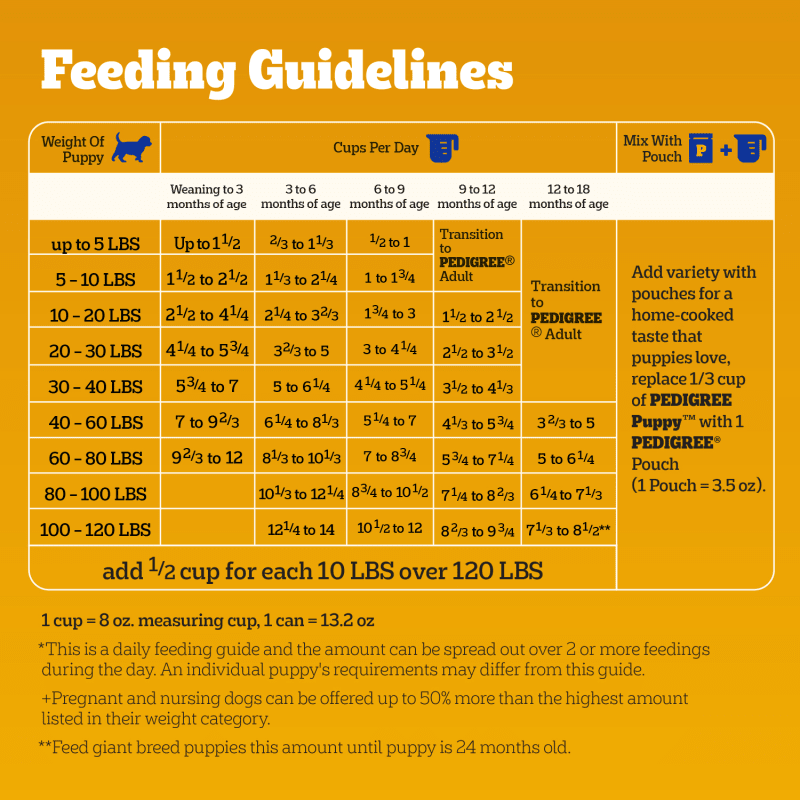 PEDIGREE PUPPY™ Grilled Steak & Vegetable Flavor feeding guidelines image